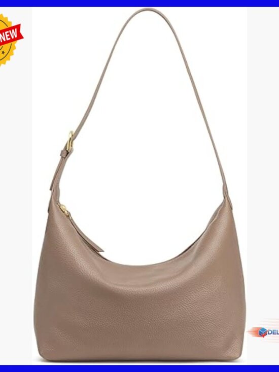 Handbags - Medium Leather Hobo Crossbody Bag with Removable Strap for Work Casual